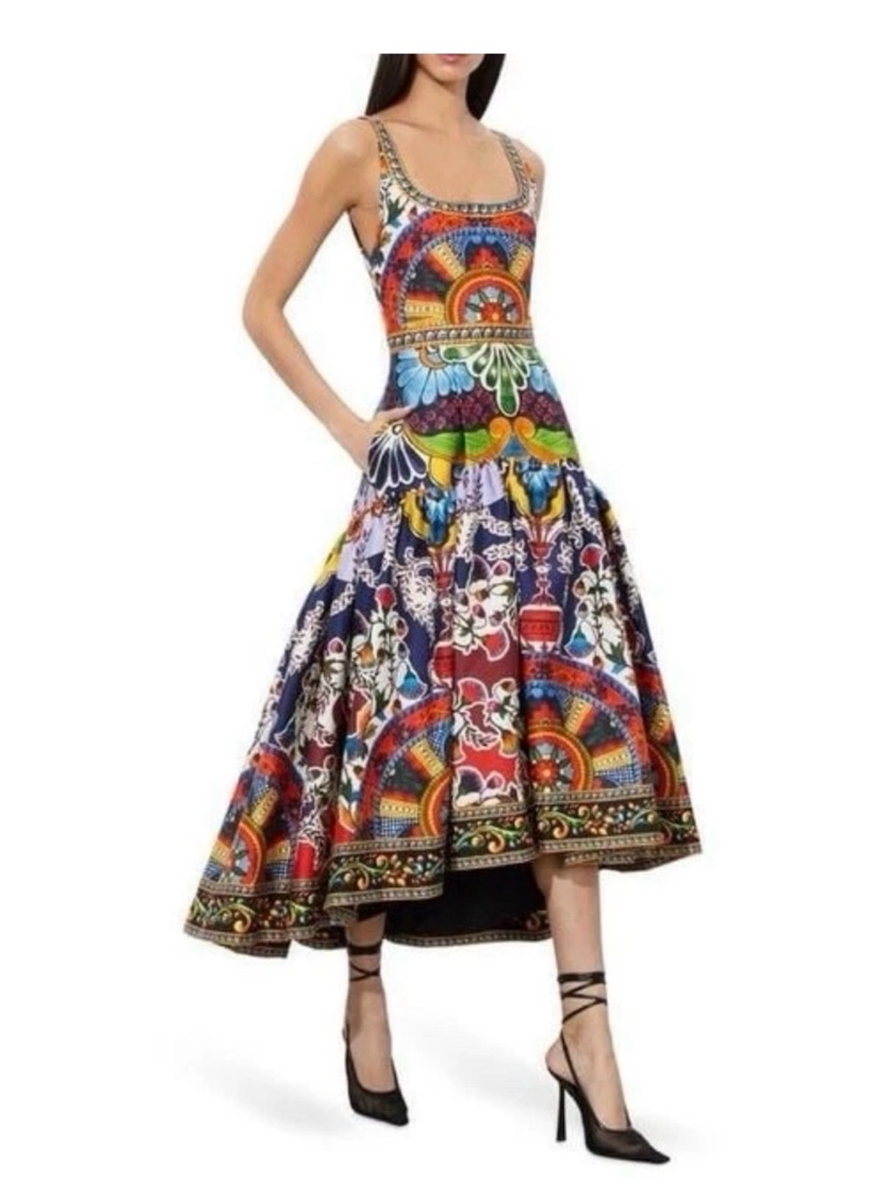 Alice + Olivia Multicolor Mosaic-Print Maxi Dress — Blue, Red, Green, Yellow - Picture 2 of 14